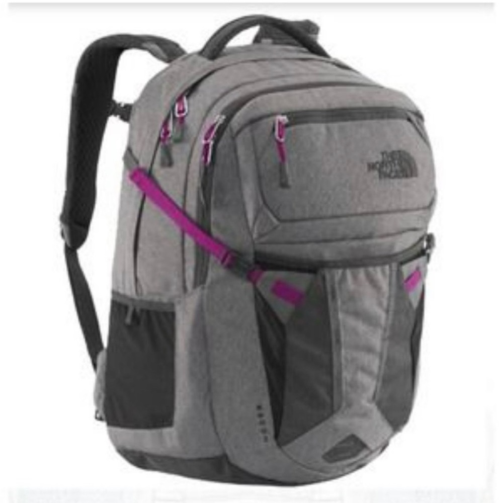 The North Face Recon Flex Vent Laptop Backpack School Bag Gray /Purple